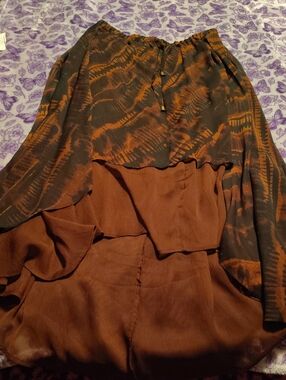Lane Bryant Brown and Black Maxi Skirt
